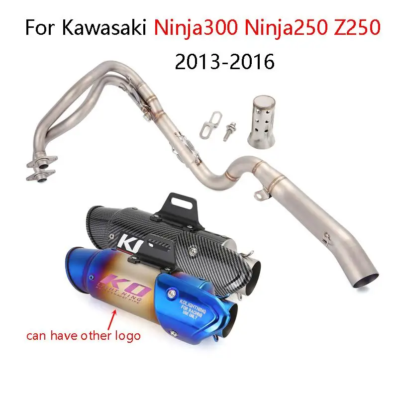 Motorcycle Full Exhaust System 51mm Muffler Header Link Pipe Removable DB Killer For Kawasaki Ninja300 Ninja250 Z250 2013-2016