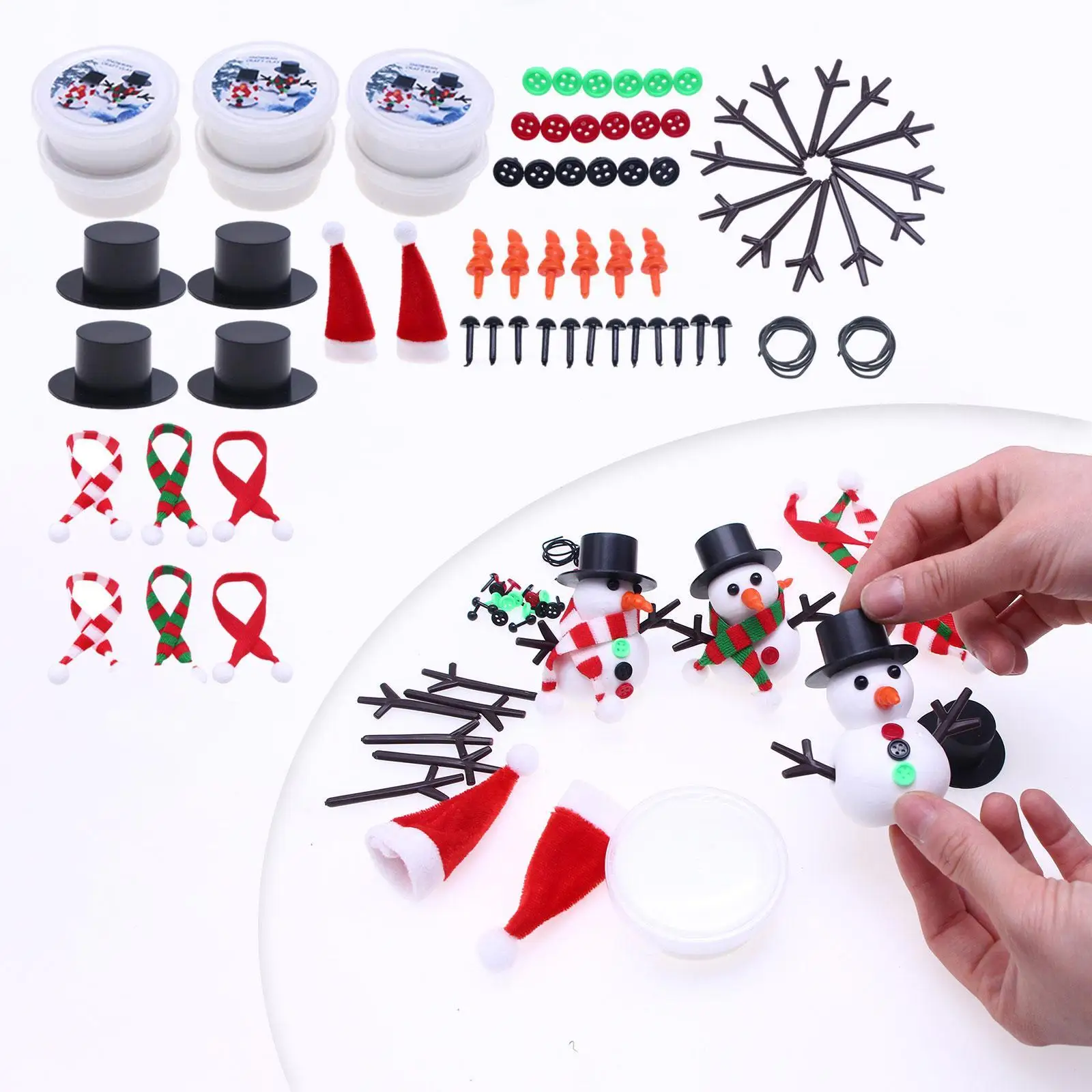 Snowman Crafts for Kids Build a Snowman Set Handmade Indoor Decoration Creative DIY Snowman for Party Activities Xmas Gift