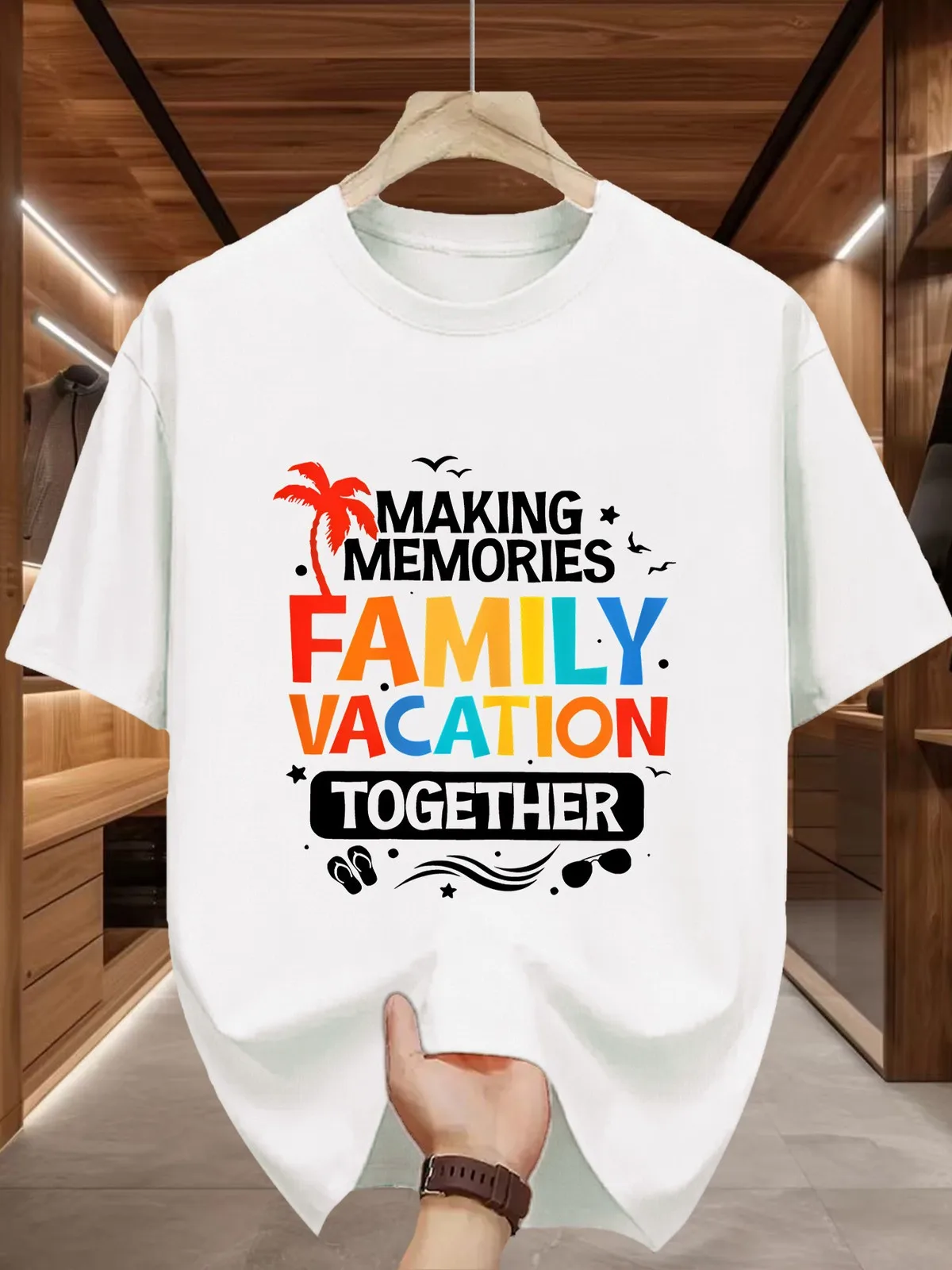 

Casual Travel Tee for Men, Fun Family Trip Graphic Design
