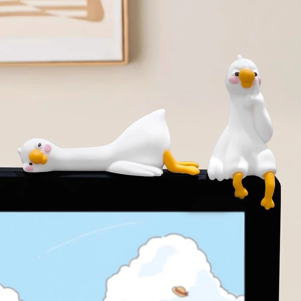 1-4PCS Cute 3D Duck Figurine Mini Resin Duck Ornament Car Interior Decor Accessories For Desk Car Dashboard TV Monitor Gift Idea