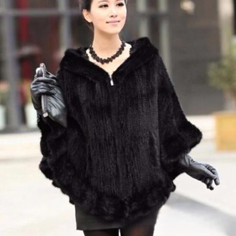 Genuine Knitted Mink Fur Shawl/Wrap/Cape cute /Women thickening mink fur coat lady luxury mink fur shawl knitting