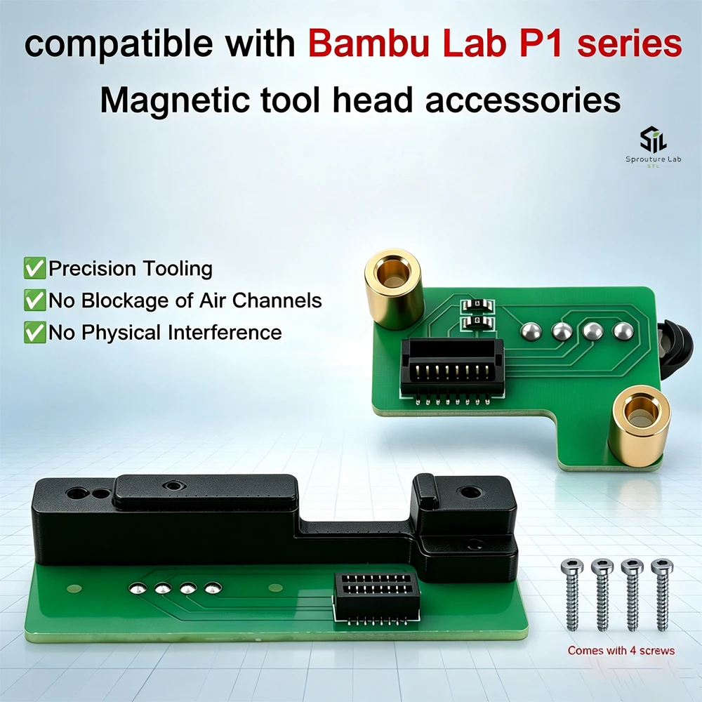 For Bambu Lab P1 Series Magnetic Tool Head Accessory 3D Printer Tool Board No Physical Interference With Installation Screws