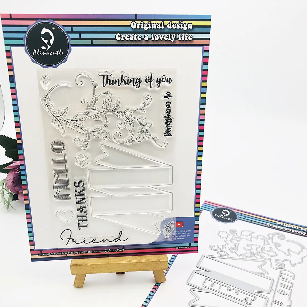 Alinacutle CLEAR STAMPS Gestanzte Hello Banner Set Danke Scrapbooking Kartenalbum Papierhandwerk Silikonstempel