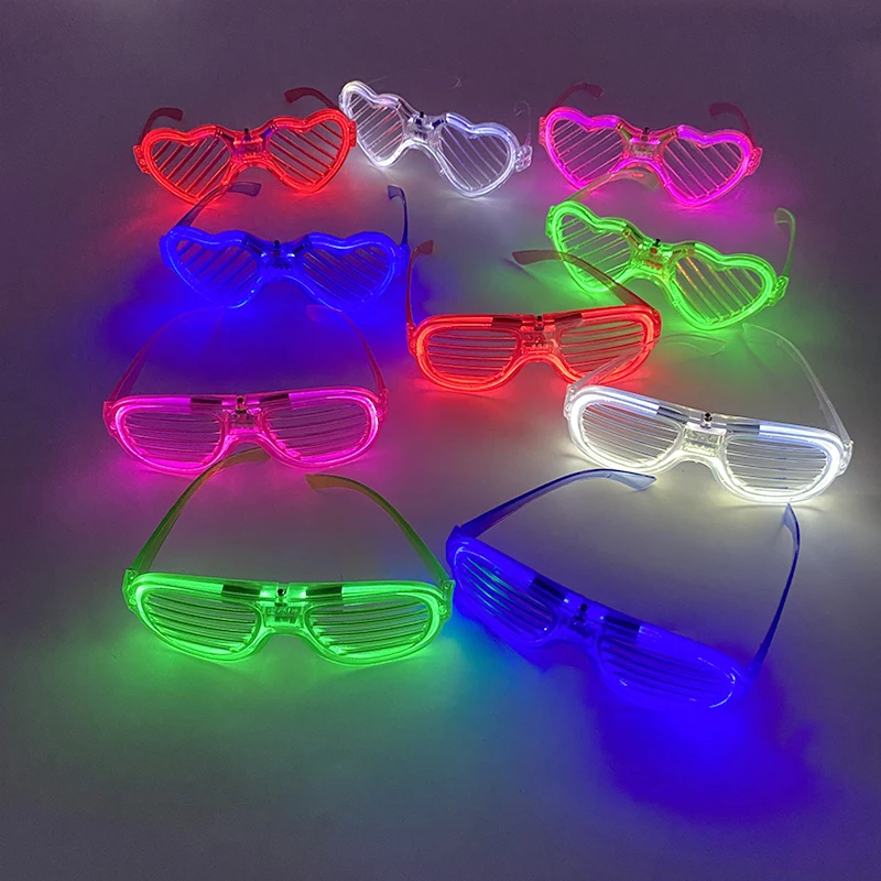 

Wireless LED Heart Shaped Sunglasses Wedding NightClub Disco Accessories EL Shutter Glasses Luminous Glasses Toys Pinata Rewards