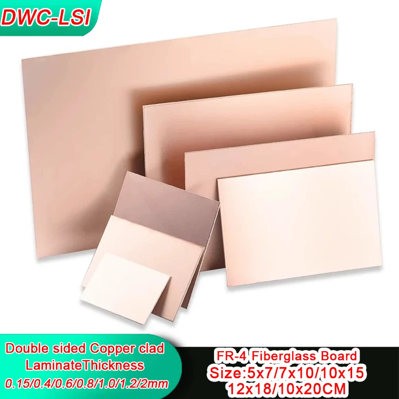 10Pcs 5x7/7x10/10x15/12x18/10x20CM FR-4 Fiberglass Board PCB Double-Sided Laminated Printed Circuit Board