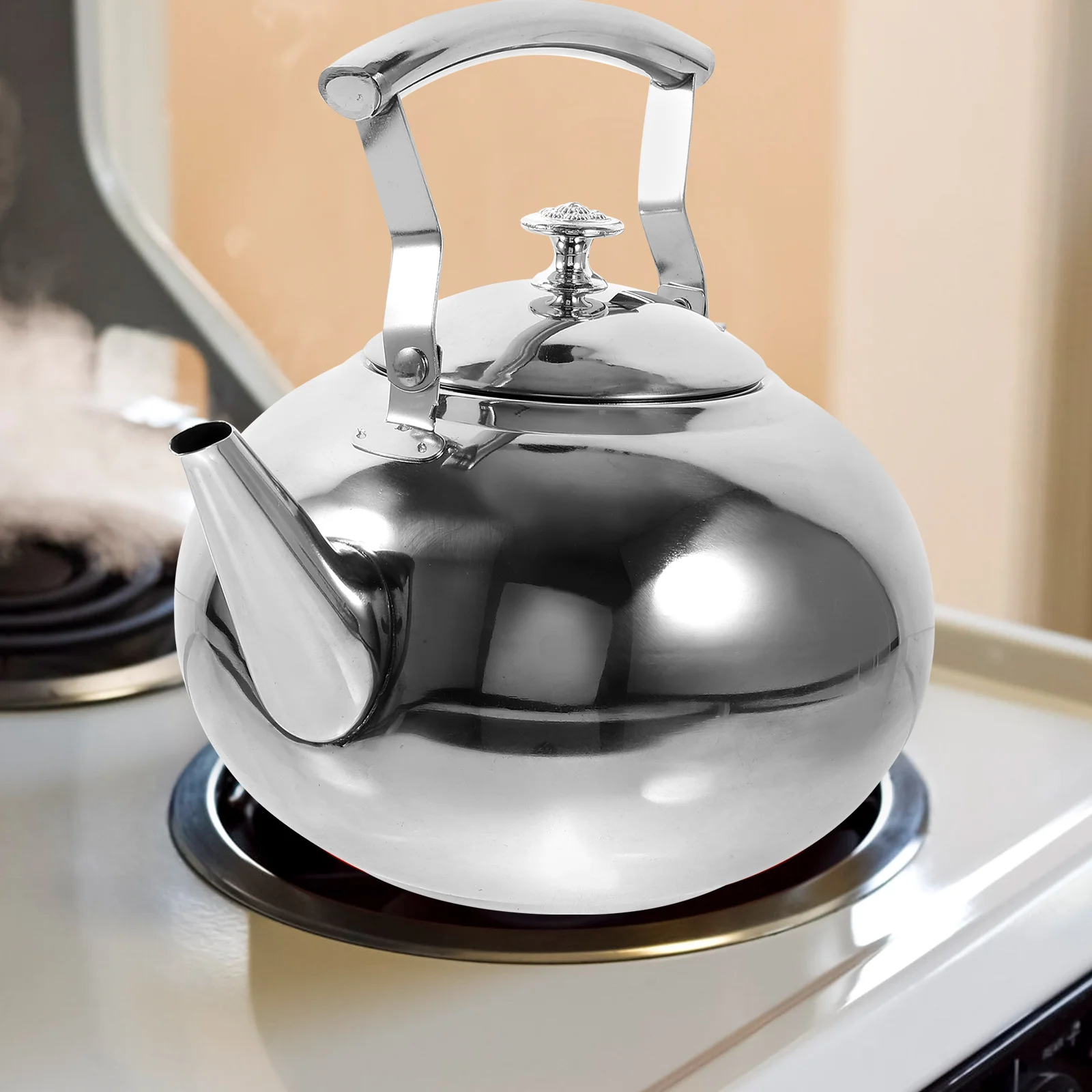 

Stainless Steel Stove Tea Pot Heat Resistant Teakettle with Strainer Household Whistling Water Boiling Kettle Teakettle