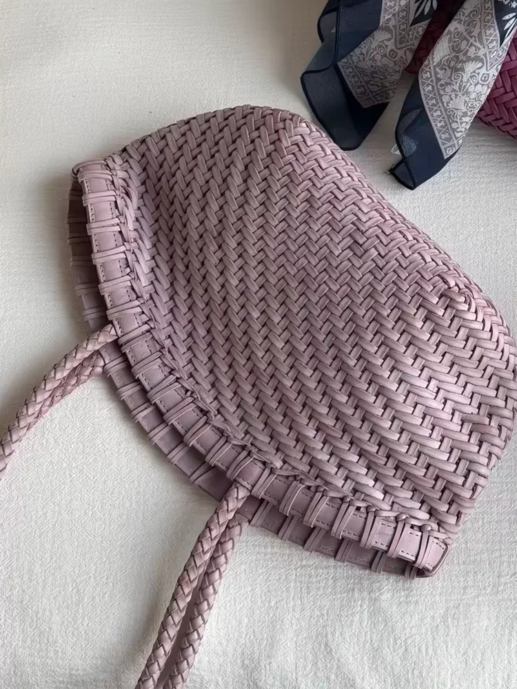 Fashion Retro Handwoven Shell Bag Genuine Leather Women Tote Bag\Handbag Simple Real Leather Lady Underarm Shoulder Bag New 2026