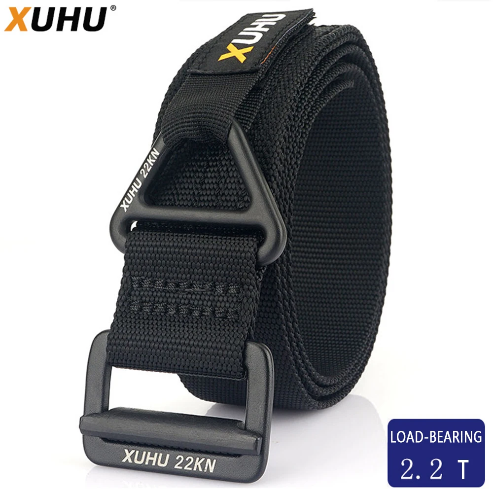 XUHU-Ceinture à benne de style militaire pour hommes, dégagement rapide, ceinture à la mode, ceinture militaire noire, ceinture porteuse de charge de feu en plein air, 2.2t