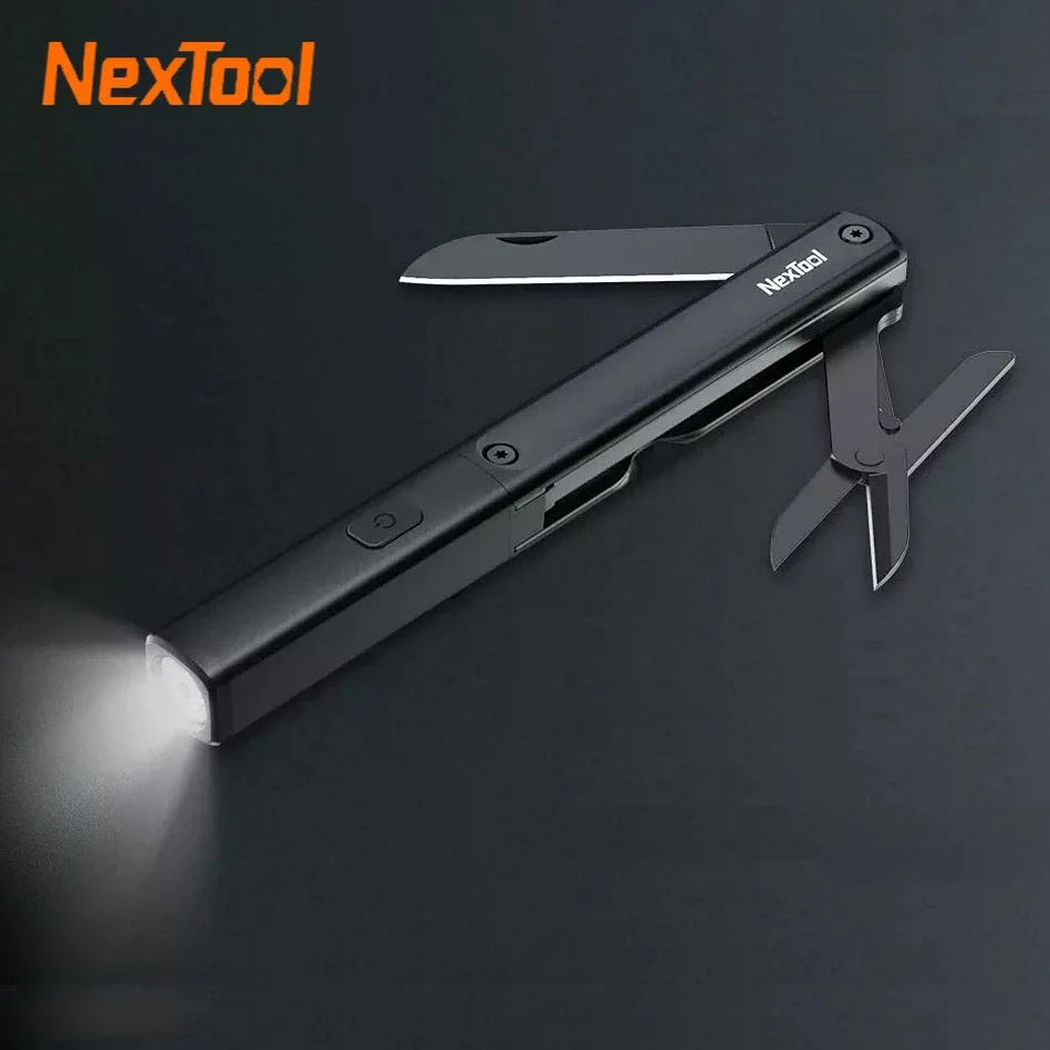 Xiaomi Nextool Multifunctional Tool N1 3 In 1 USB Rechargeable Flashlight Scissors Knife IPX4 Portable Mini Outdoors Hand Tools