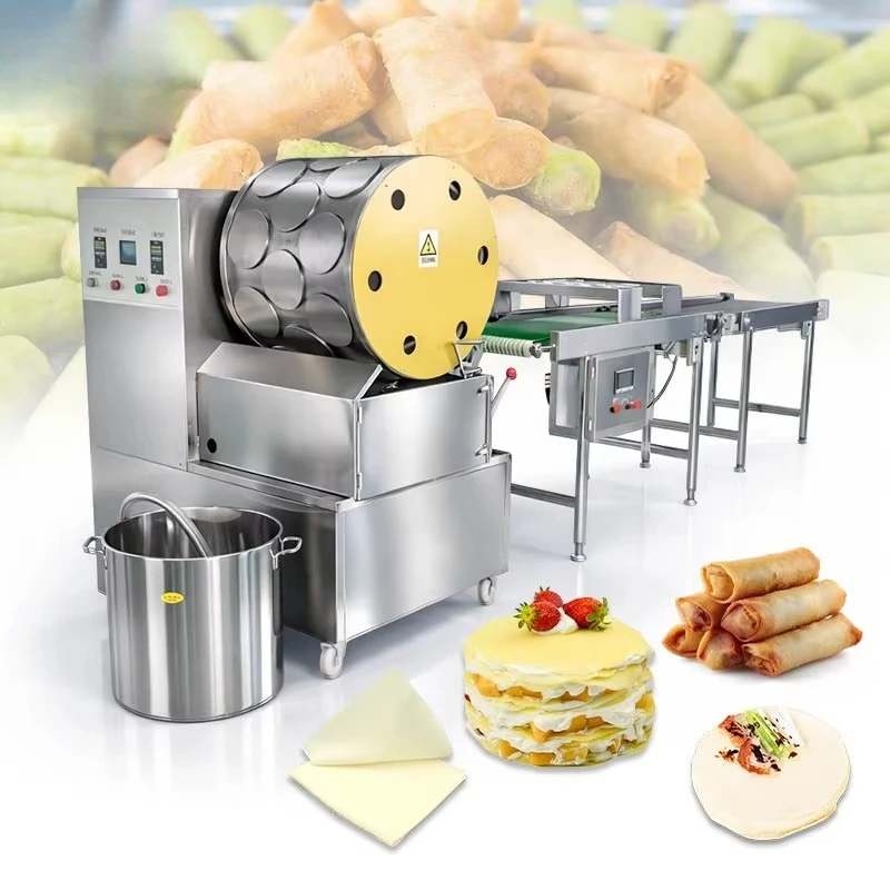 Full Automatic Injera Spring Ethiopian Food Roll Skin Forming Lumpia Wrapper Make Machine Customized
