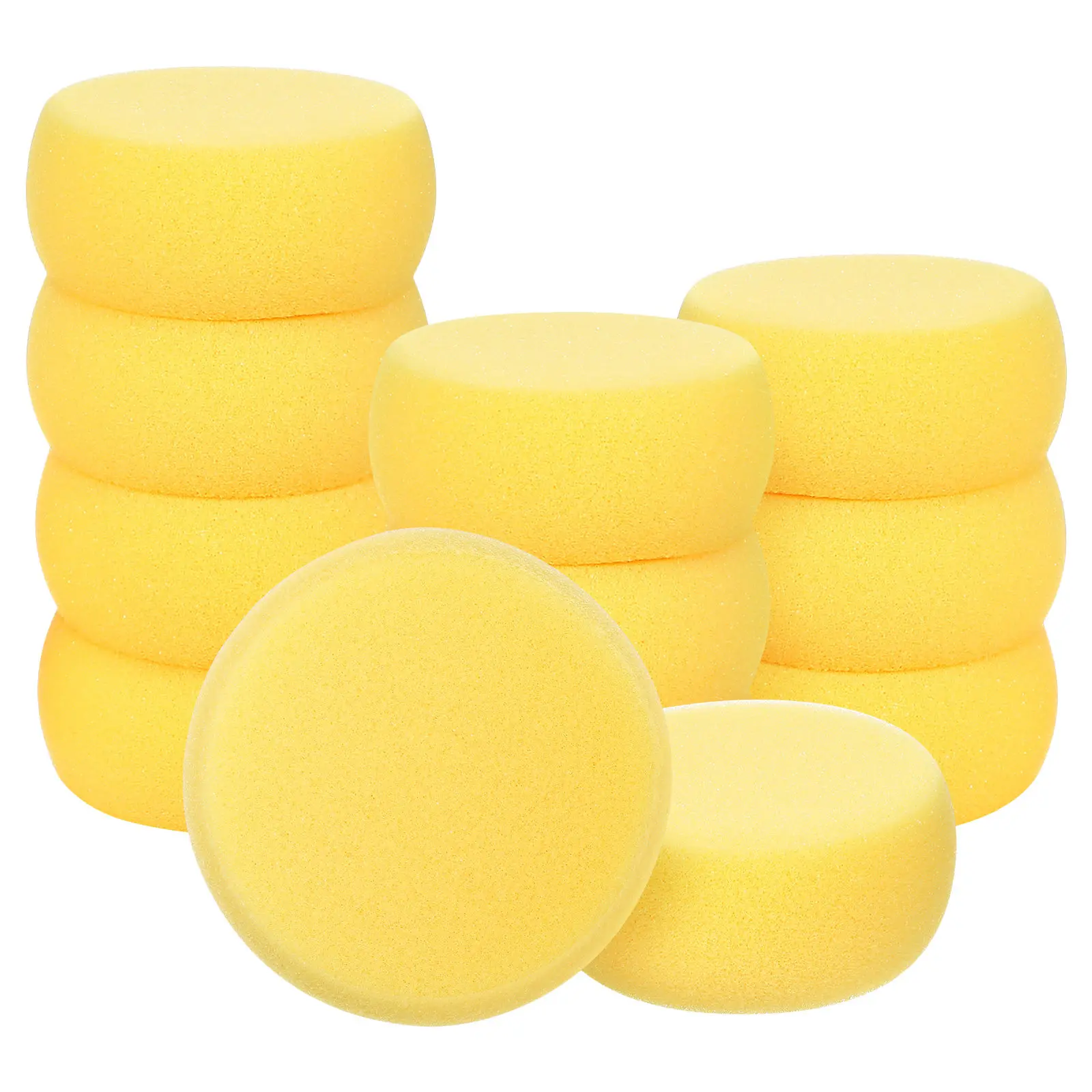 12Pcs Round Synthetic Painting Sponges Yellow Soft Absorbent Quick Dry for Art Crafts DIY Home Decor Tile Wall Pottery Projects