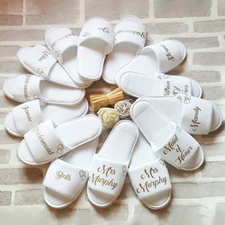 Personalized Wedding Bridesmaid Spa Slippers Maid Of Honor Indoor Non-Slip Women Slippers Ladies Bachelorette Party Supplies