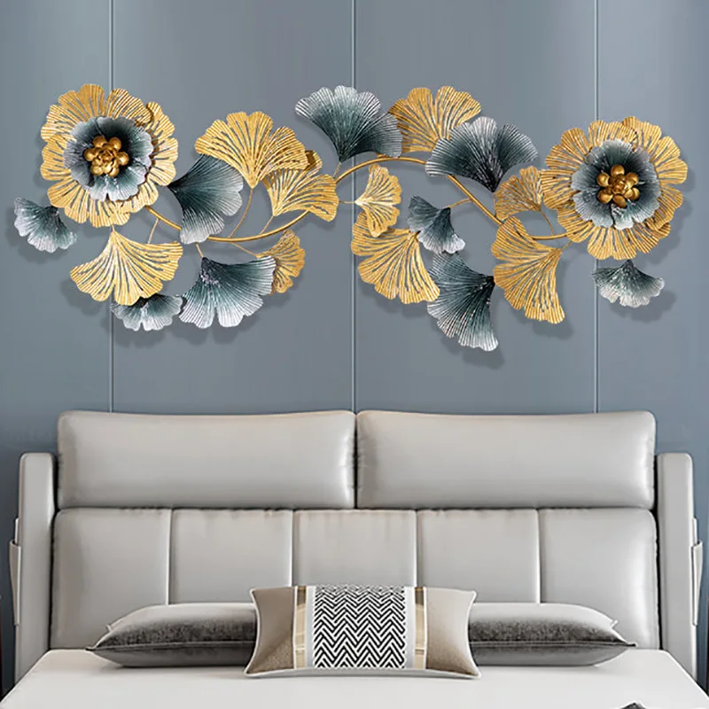 Interior Living Room Home Decor Luxury Ginkgo Biloba Sculpture Handmade Metal Wall Art