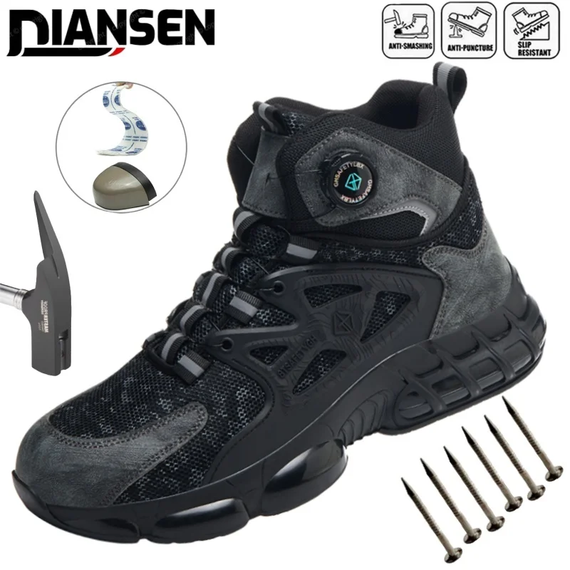 Herren Stahlkappe Schutz Sicherheitsstiefel Rutschfeste Abriebfeste Anti-Pannen-Arbeitsschuhe Männer Anti-Pannen-Schuhe