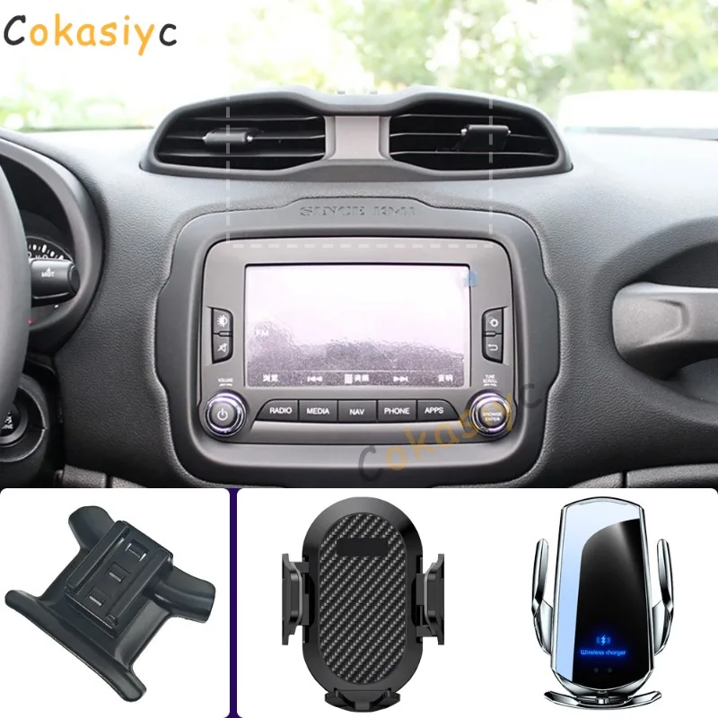Suporte de telefone para carro, para jeep renegade 2016 2017 2018-2021, suporte para celular, carregamento sem fio, base fixa especial, acessórios