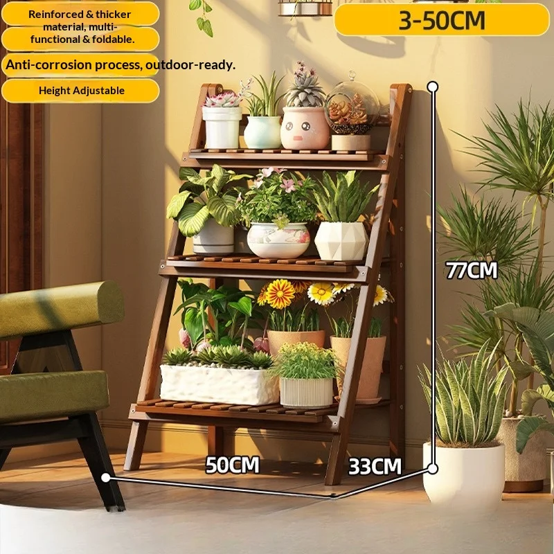 Space Saving Plant Rack Foldable Tiered Plant Stand Indoor Outdoor Multi Level Flower Pot Display Rack Rustproof Balcony