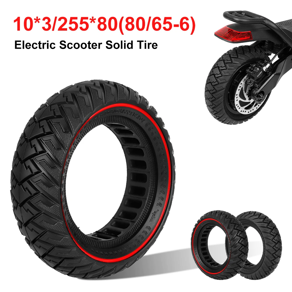 10*3/255*80(80/65-6) Electric Scooter Solid Tire Tubeless Off-road Tyers 10 Inch Wider Solid Tire Explosion-proof for Scooters