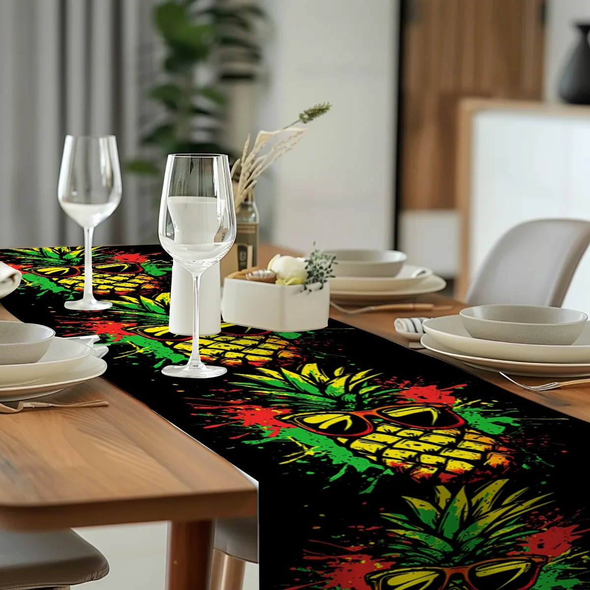 decorations table runner Pineapple Tropical Cool Style Long cloth for party decoration kitchen and farmhouse tabletop decoration