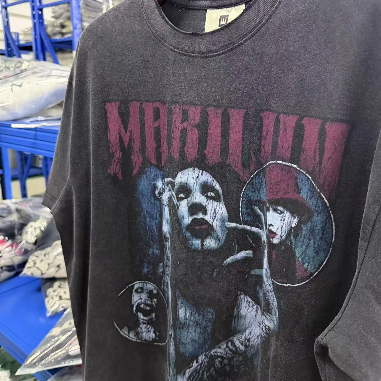 Washed Marilyn Manson Rock Band T-Shirt Men Women Top T Shirt Tee
