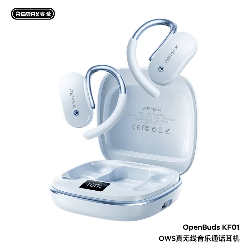 

REMAX OpenBuds KF01 Wireless Bluetooth Ear-hanging Music Call Earphones Display, Surround Sound, Long Standby for Various Scenes