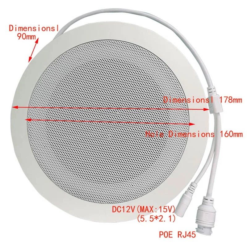A14M 10W Network IP Public Address System Audio ABS Ceiling Speaker POE Or DC12V