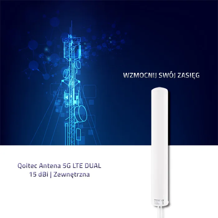 Qoltec 5G LTE met dubbele antenne |     15 dBi |     Extern