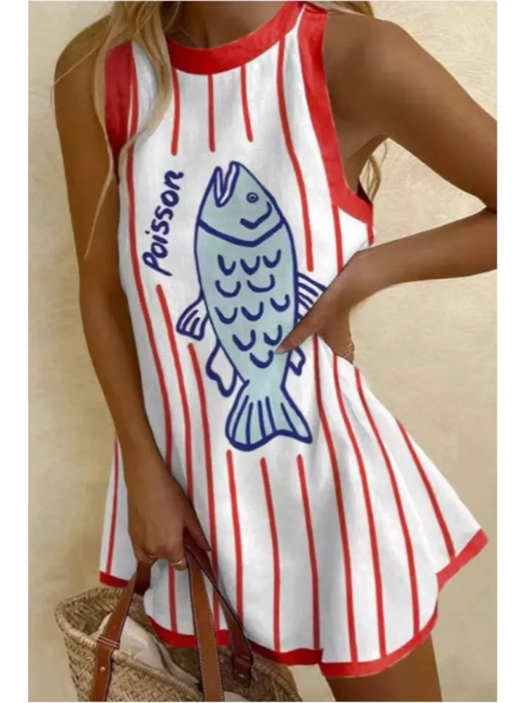 

Casual Dress Retro Printed Temperament Dresses Women's Comfortable Shirtdress New Vacation Beachwear Vestidos De Verano 2025