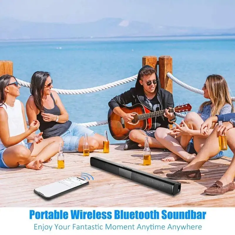 Soundbar HIFI Wireless Bluetooth Speaker Home Theater TV Computer Echo Wall Stereo Surround FM Radio Remote Control Subwoofer