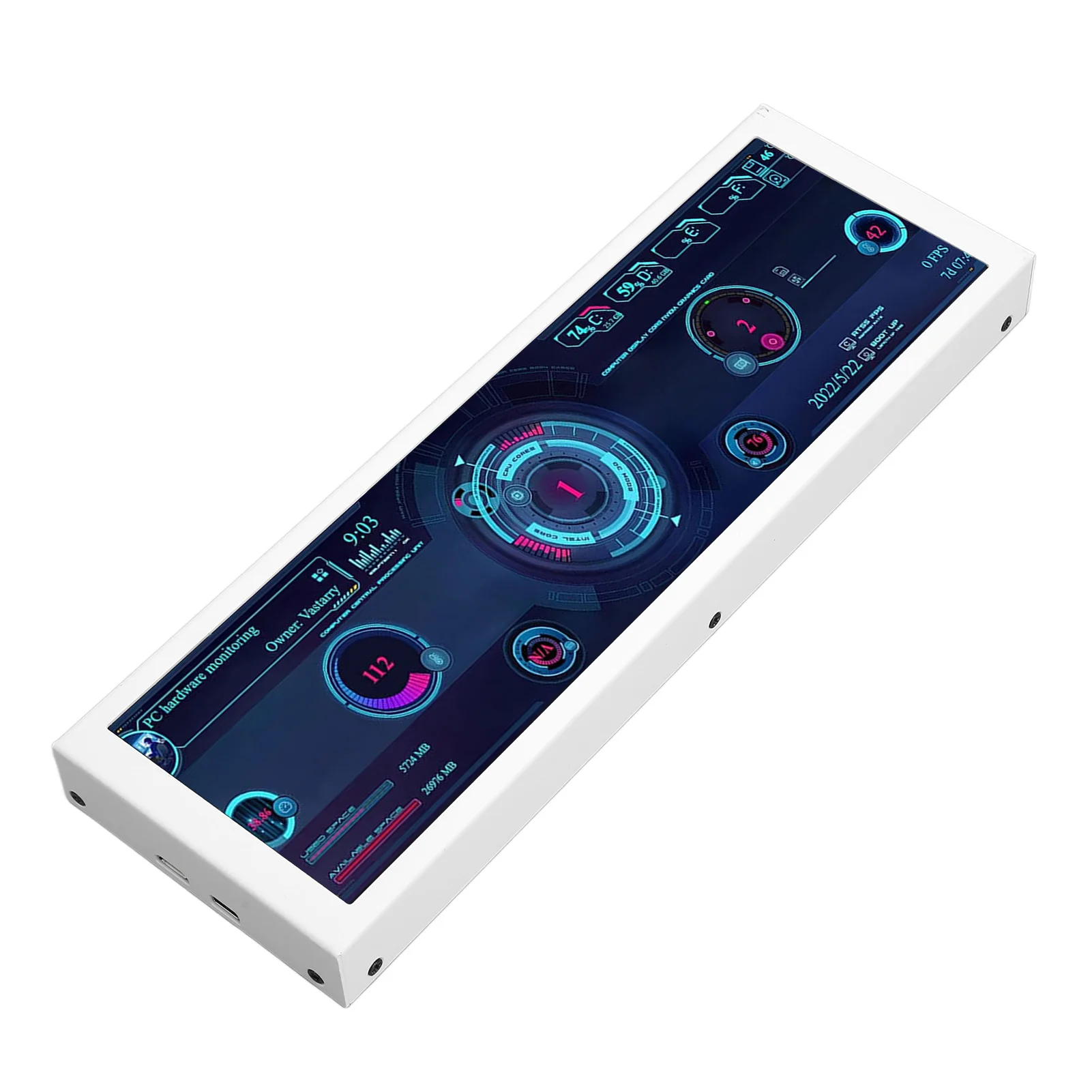 7.9in PC Temp Monitor Metal Case  CPU GPU SSD Data Temperature Monitor Panel for AIDA64 Hardware Driver Board PC Mini Monitor