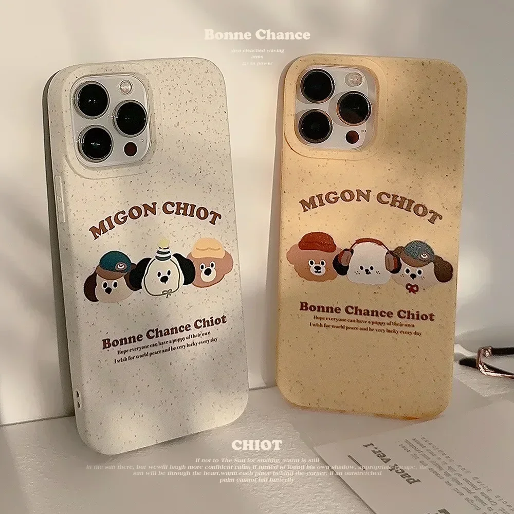 Capa de telefone de três cachorros pequenos, capa à prova de choque para iPhone 15, 14, 12, 13, 11 Pro Max, Mini, Plus, X, XR, bonito