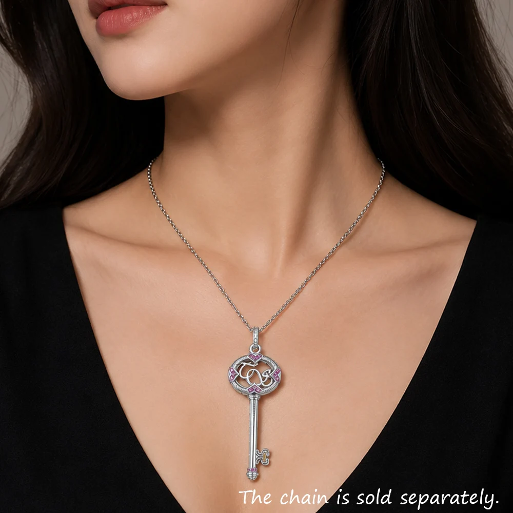Wisiorek bogato zdobiony klucz Brand New Fine Jewelry europa 925 srebro akcesoria Bohemia prezent dla kobiety mężczyźni — zdjęcie 3