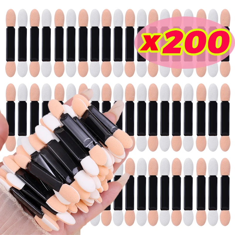 Aplicadores de sombra de ojos de doble cara, 50-200 piezas, varillas de esponja desechables, pequeñas, portátiles, para arte de uñas, herramienta de maquillaje de belleza