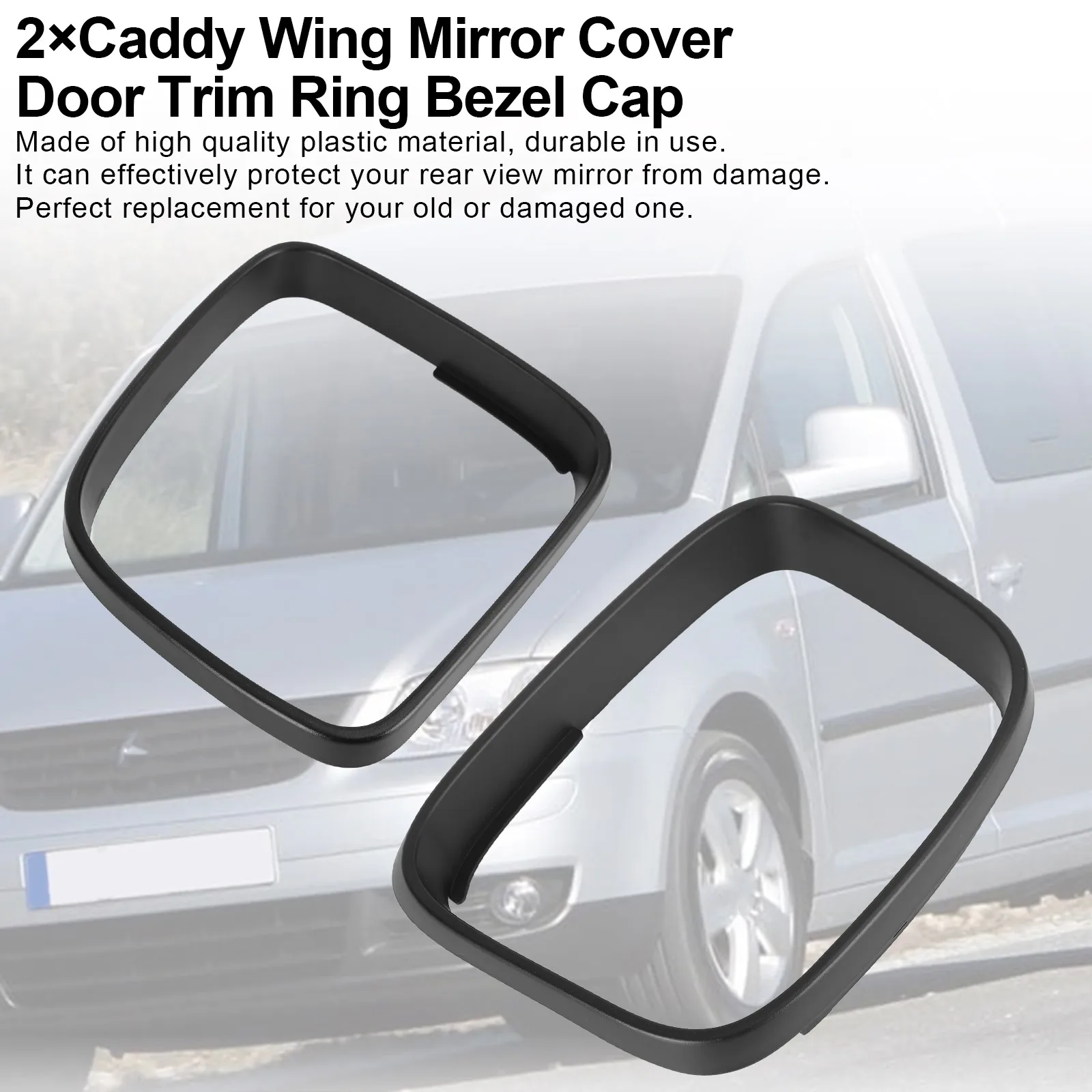 

Artudatech 2×Caddy Wing Mirror Cover Door Trim Ring Bezel Cap for VW Transporter T5