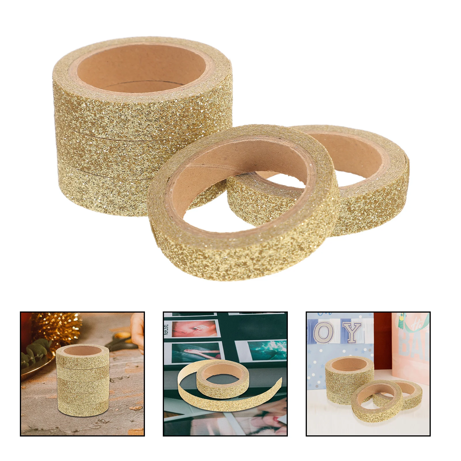 5 rollos de cinta Washi con purpurina, álbum de recortes decorativo, cinta de papel de colores DIY, pegatinas artesanales, cintas para cuaderno, cintas Washi DIY