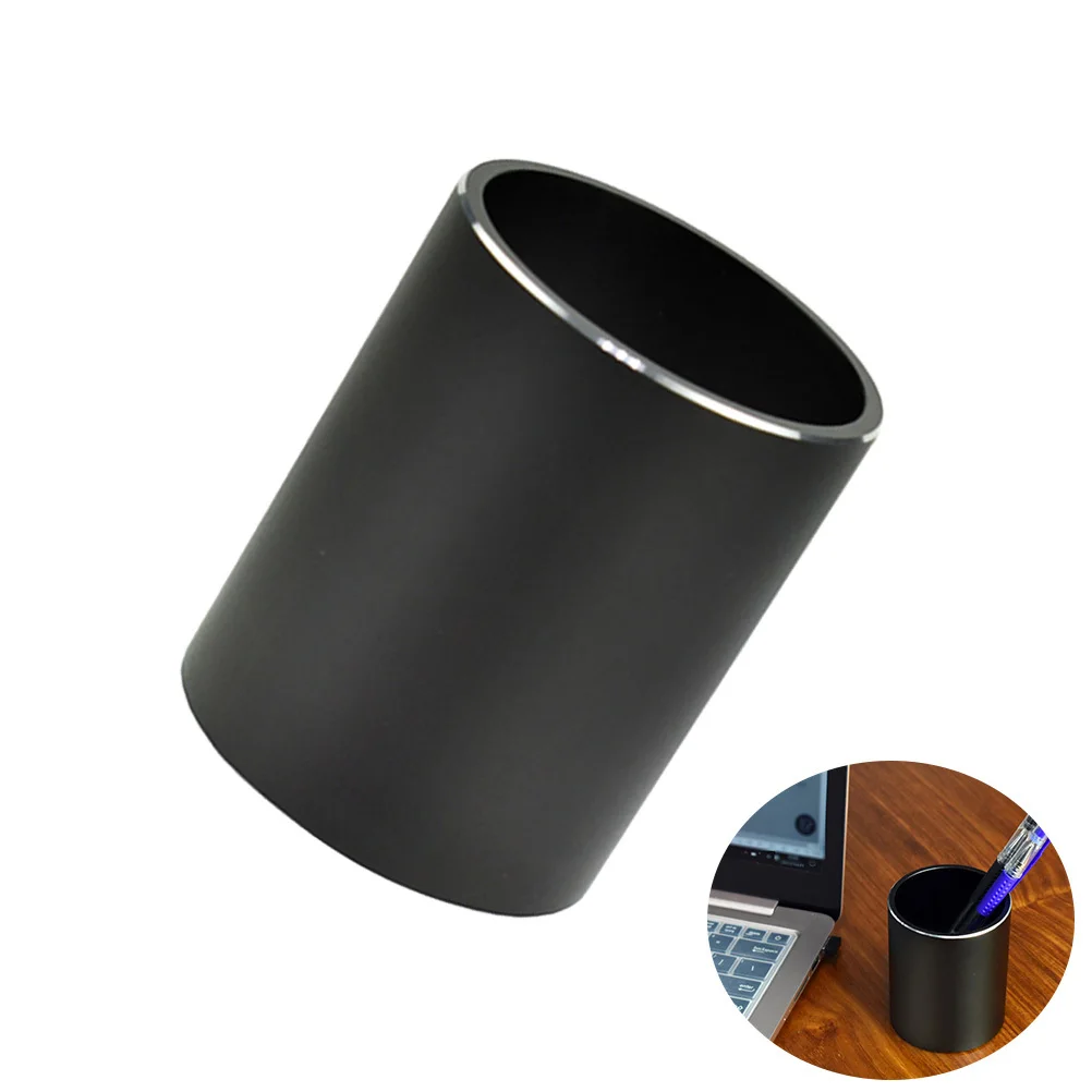 

Aluminium Alloy Pen Holder Black Round Pencil Organizer For Desk Table Storage Scratch Resistant Lightweight