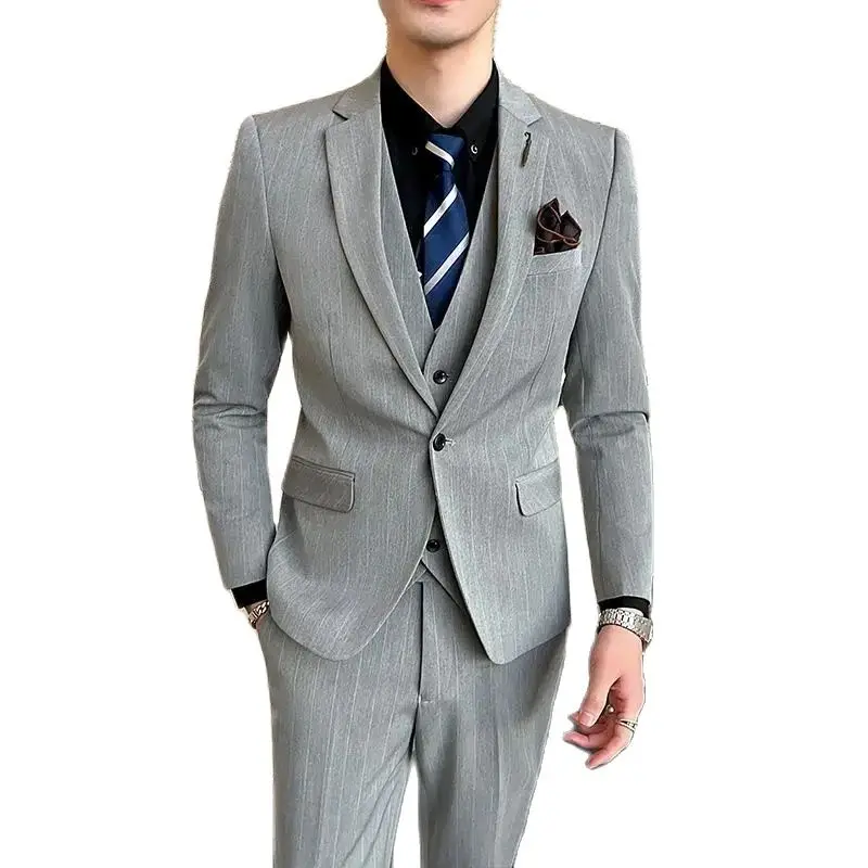 Boutique (Blazer+ Pants) Men\'s Fashion Hosts British Style Work Business Wedding Casual Art Style Elegant Gentleman Suit M-5XL