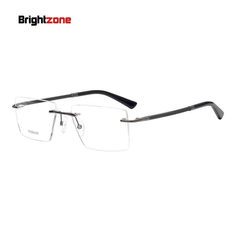 

Brightzone 2023 New Pure Titanium Rimless Eye Rx Glasses Spectacle Frame Men Myopia Optical Prescription Eyeglasses Male Eyewear