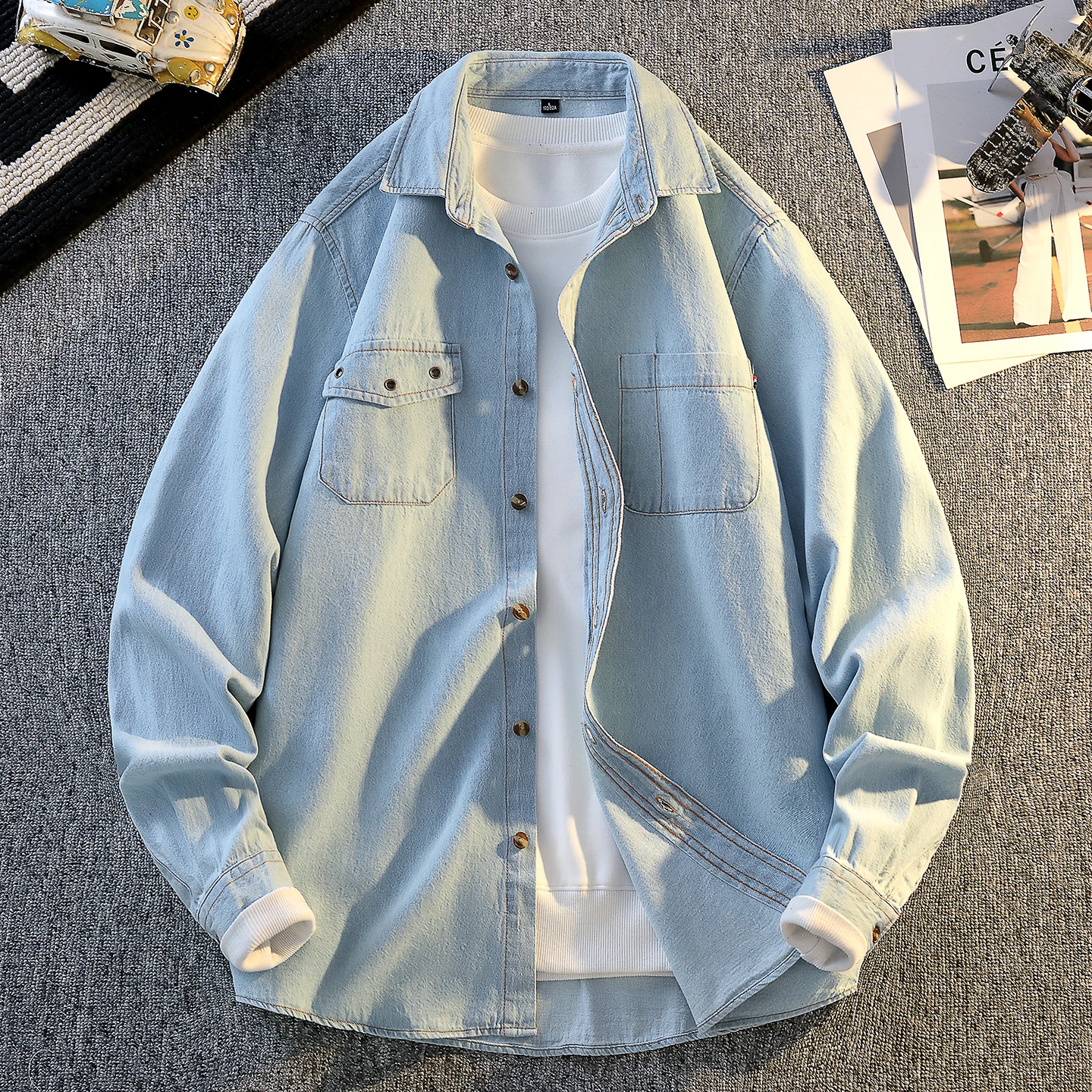 

Men's Streetwear Casual Long Sleeve Blouse Fashion Shirt Streetdress Hombre Male Clothing Spring Autumn Camisa Men's Shirts New