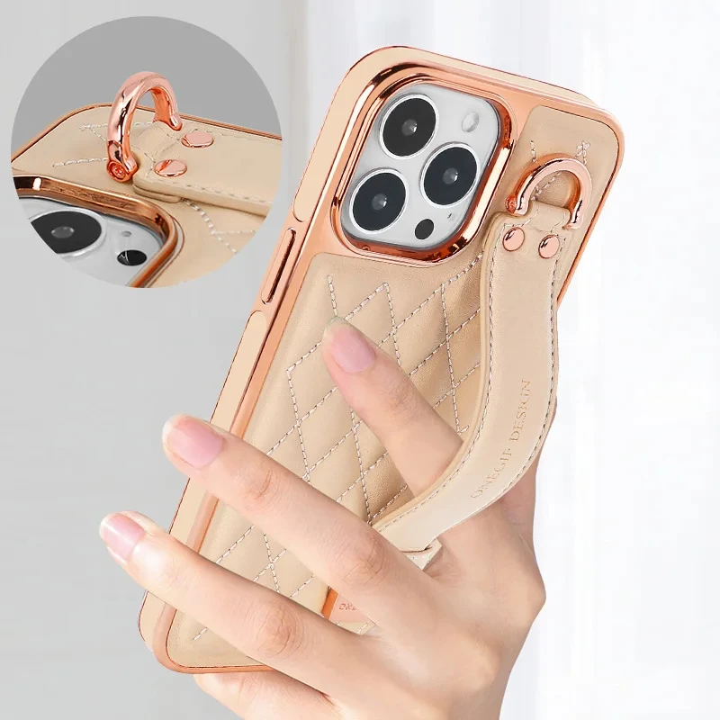 

Leather Wristband Phone Case For Iphone 13 12 14 Pro Max Holder Phone Cover For IPHON 13 14 Promax Stable Support Hanging Buckle