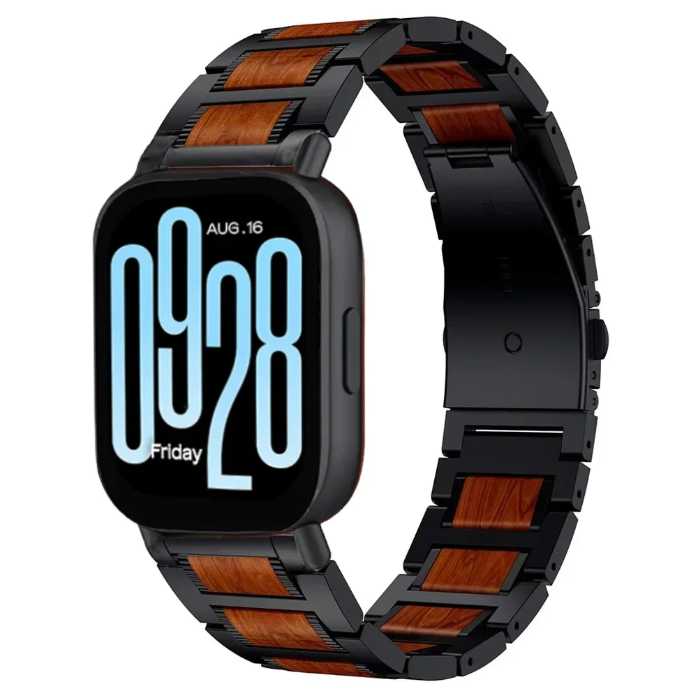 Correa de madera + metal de 22mm para Redmi Watch 5 Lite/5, pulsera cómoda activa para Huawei Watch GT5, accesorios de correa de 46mm