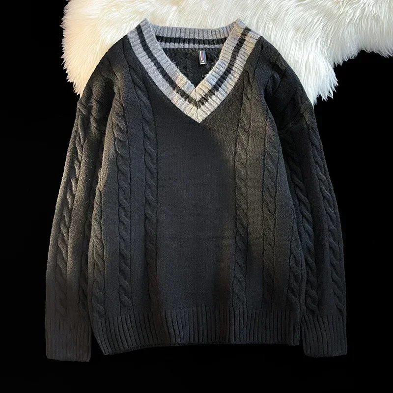 

Men's V-neck Versatile Warm Pullover Sweater for Autumn Winter Fashion Wear Pullovers sweater rolled neck golf knit vest dazn