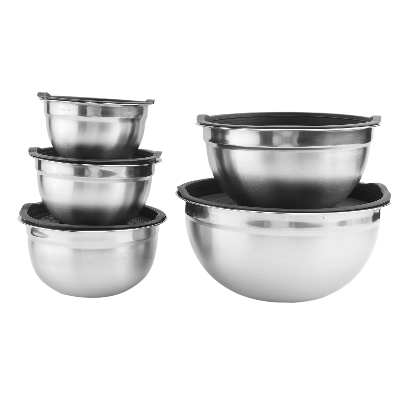 5 Pcs Mixing Bowl,Stainless Steel Stackable Salad Bowl with Airtight Lid,Serving Bowl for Kitchen Cooking Baking,Etc