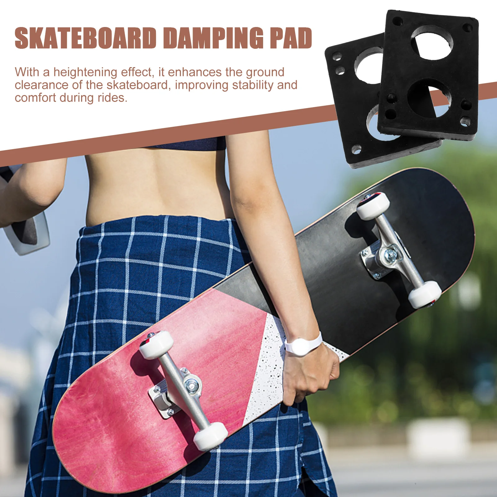 2 قطعة لوح التزلج الناهض وسادة امتصاص الصدمات التخميد حصيرة زيادة الارتفاع الاستقرار الراحة معدات رياضية متعددة الاستخدامات