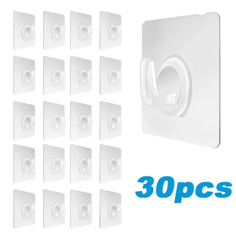 

30PCS Wall Transparent Strong Self Adhesive Key Towel Door Wall Hanger Hanging Kitchen Bathroom Accessories Hanging clothes Bra
