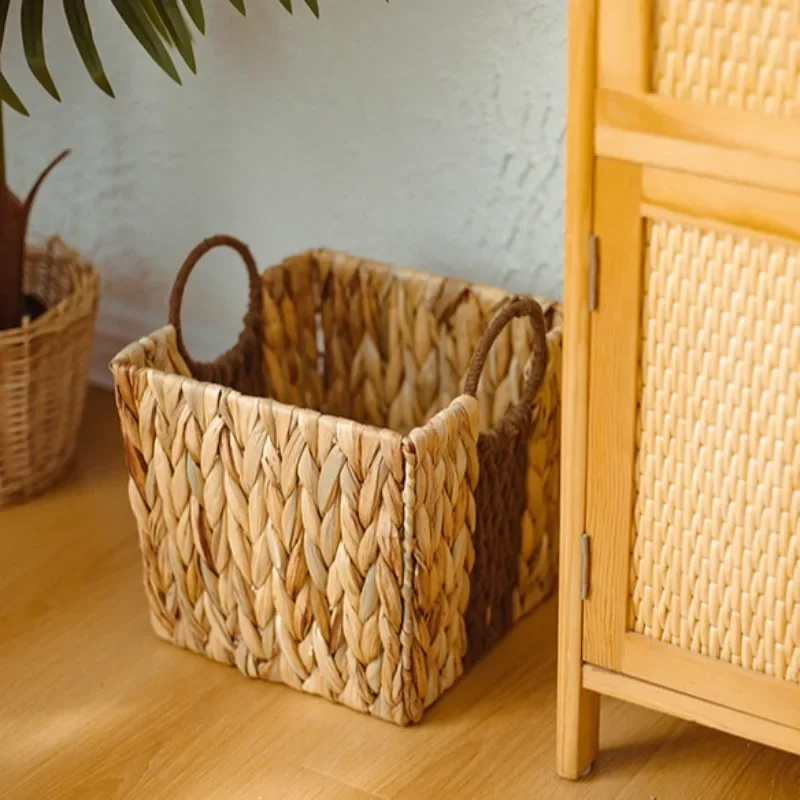 Japanese Water Gourd Straw Storage Basket Organizer Woven Container Desktop Grocery Storage Wicker Basket