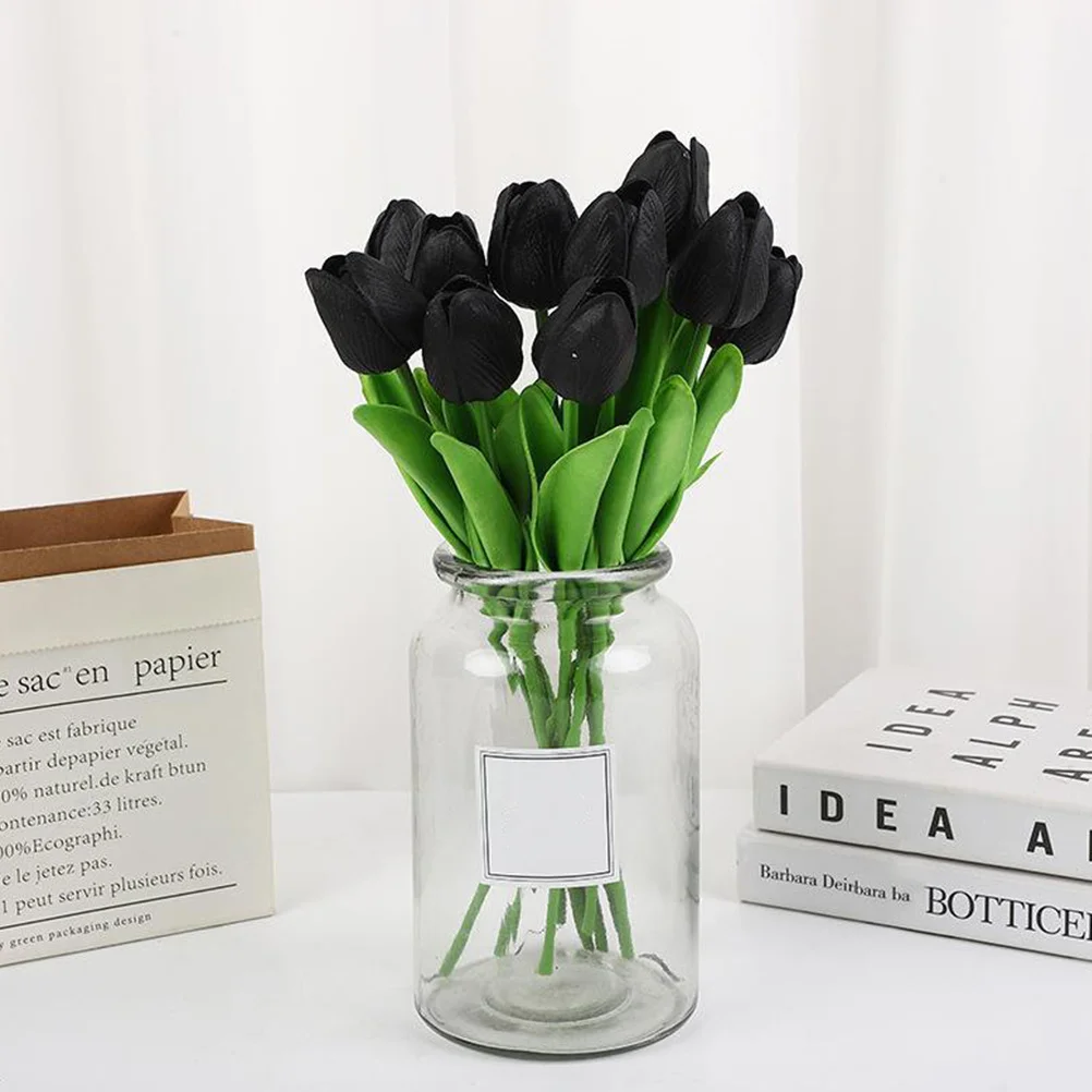 

10pcs Simulation Tulips Decor Lightweight Compact Wedding Bridal Bouquets Office Centerpieces Faux Flowers Home Fake Flower