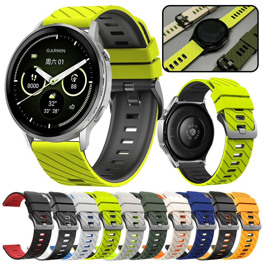 22mm通気性のある腕時計バンド Garmin Venu 4 45mm 3 2用 ブレスレット Garmin Vivoactive 4 Forerunner 570 47mm 265 255用 シリコンストラップ