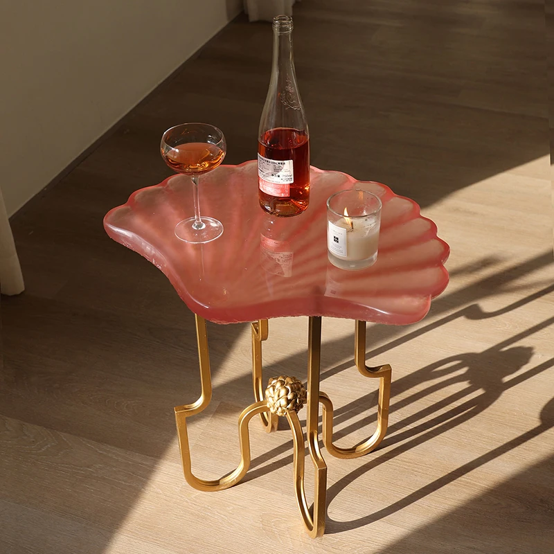 Shell Shaped Coffee Table,Luxury Art Resin Tea Table,Living Room Metal Side Tables,Creative Storage Desk,Nordic Decor Furniture