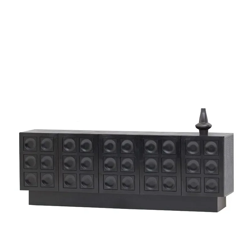 Vintage sideboard, storage cabinet, living room, entryway, designer drawer, second-hand black combination cabine