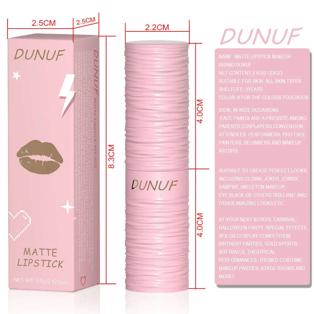 6가지 색상 매트 립스틱 다목적 크림 메이크업 입술, 볼, 눈용 방수 블렌더블 페이스 바디 페인트 페스티벌 파티용